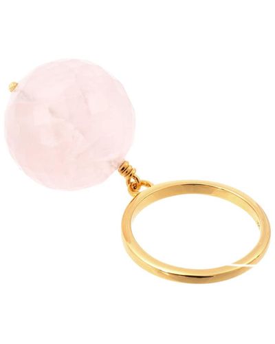 Amadeus Bubble Pink Quartz Adjustable Gold Ring