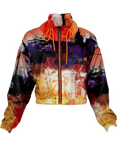 Lalipop Design Colorful Abstract Cropped Bomber Raincoat - Multicolour