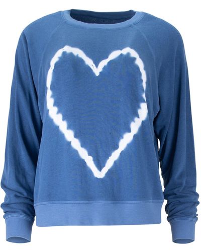 Lezat Heart-to-heart Cotton Sweatshirt - Blue