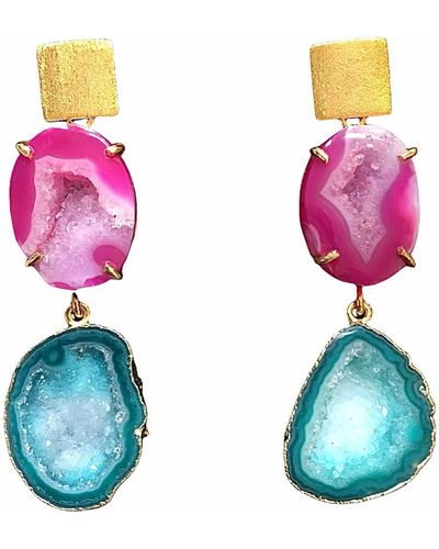 Magpie Rose Pink & Green Cocktail Earrings - Multicolor