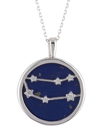 LÁTELITA London Zodiac Lapis Lazuli Gemstone Star Constellation Pendant Necklace Silver Gemini - Blue