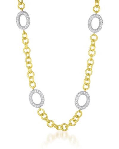 Genevive Jewelry Sterling Silver Gold Overlay Donut Shaped Trinket Necklace - Metallic