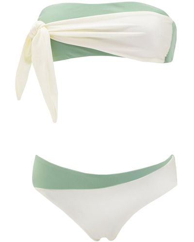 Aulala Paris Twinkle Star Bi-color Bandeau Bikini With Knot - Green