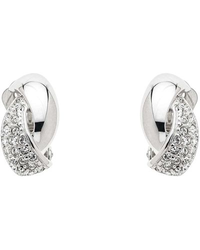 Emma Holland Jewellery Platinum Crystal Twist Clip Earrings - White