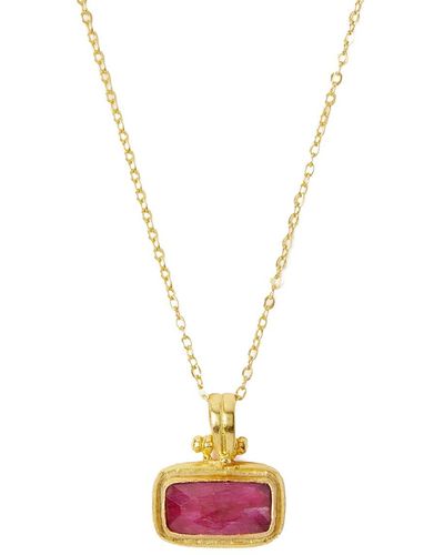 Ottoman Hands Noa Ruby Pendant Necklace - Metallic