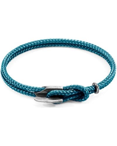 Anchor and Crew Ocean Padstow Silver & Rope Bracelet - Blue