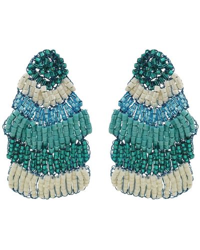 Lavish by Tricia Milaneze Ocean Blue Mix Chevron Handmade Crochet Earrings - Green