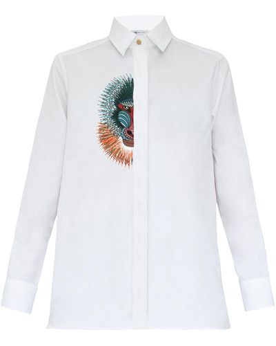 My Pair Of Jeans Half Baboon Embroidered Shirt - White