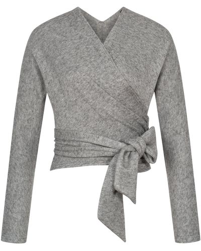 Marianna Déri Knitted Wrap Top - Gray