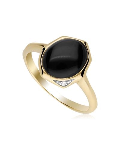 Gemondo Irregular Onyx & Diamond Ring - Black