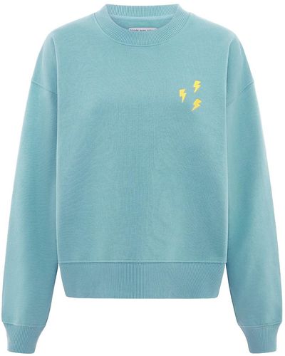 blonde gone rogue Flashes Embroidered Organic Cotton Sweatshirt In Light - Blue