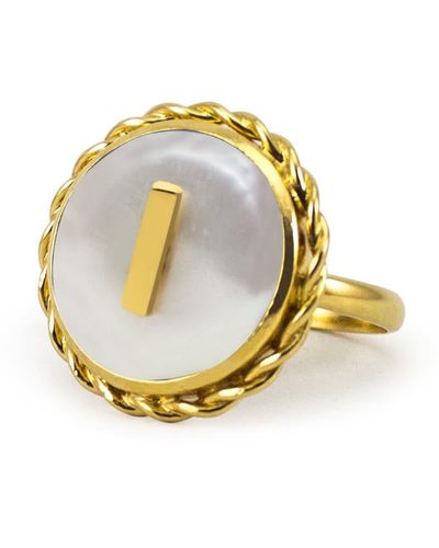 Vintouch Italy Moonglow Gold-plated Initial I Pearl Ring - Metallic