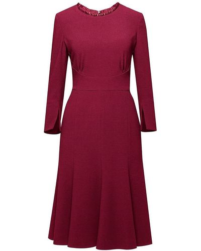 Rumour London Christina Burgundy Fluted Dress - Red