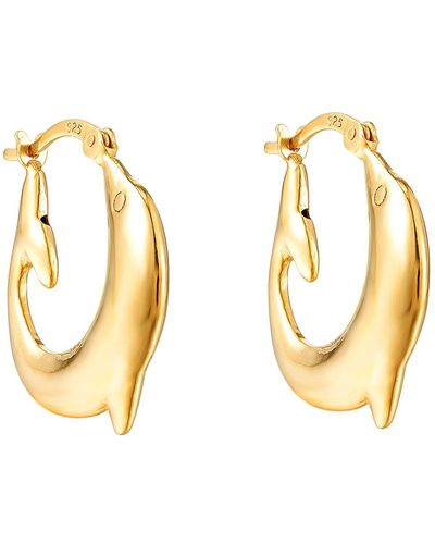 SEOL + GOLD 22ct Vermeil Puffed Dolphin Hoop Earrings - Metallic