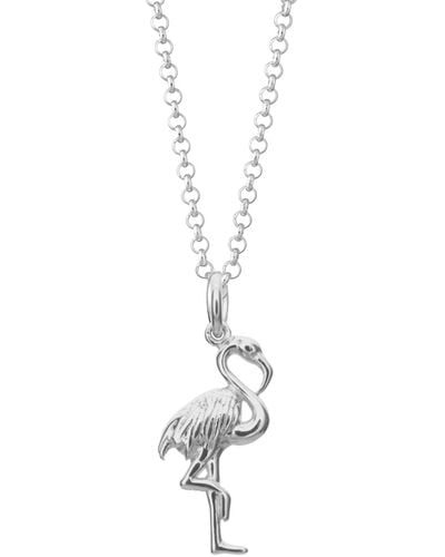 Lily Charmed Sterling Flamingo Necklace - Metallic