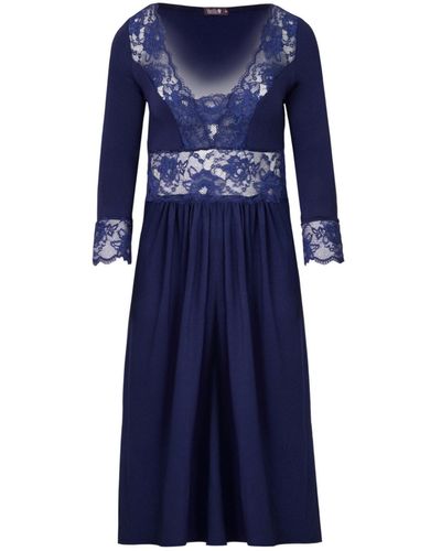 Oh!Zuza Midi Viscose Nightgown - Blue