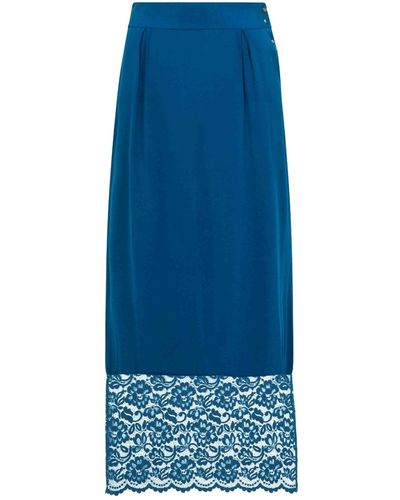 Sophie Cameron Davies Teal Silk Maxi Skirt - Blue