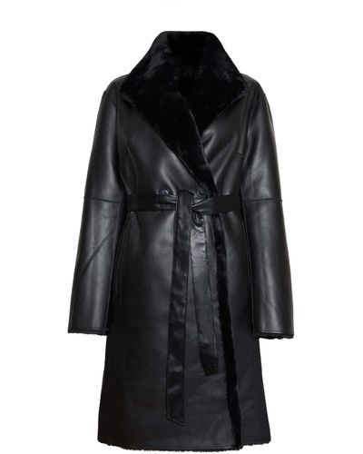 James Lakeland Faux Fur Wrap Reversible Coat - Black