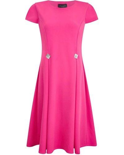 James Lakeland Cap Sleeve Button Midi Dress Fuchsia - Pink