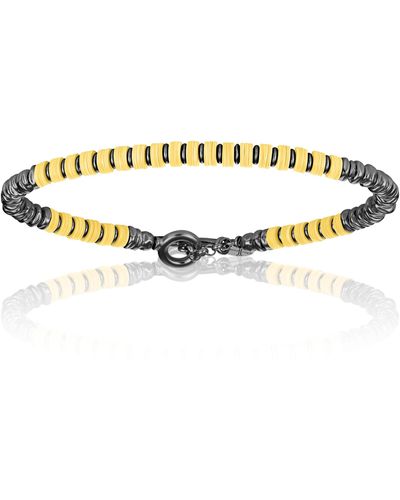 Double Bone Bracelets Medium Yellow African Beaded Bracelet With Black Pvd - Metallic