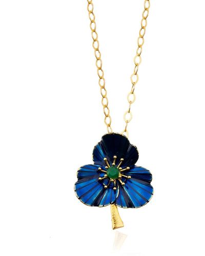 Milou Jewelry Navy Three-leafed Clover Necklace - Blue
