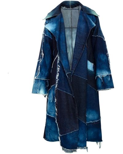 Paloma Lira Rockstar Upcycled Denim Patchwork Coat - Blue