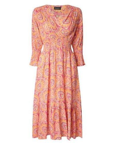 James Lakeland Orange Tiered Midi Dress - Pink