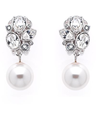 Emma Holland Jewellery Crystal Cluster And Pearl Clip On Earrings - Metallic
