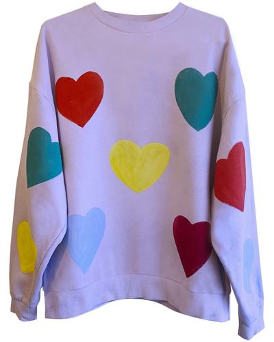 Quillattire Oversized Lilac Love Heart Sweatshirt - Multicolor