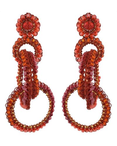 Lavish by Tricia Milaneze Coral Red Mix Grace Handmade Crochet Earrings
