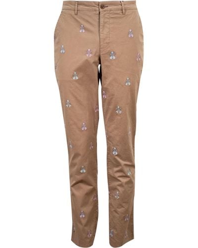 lords of harlech Neutrals / Charles Rockskull Embroidery Trousers - Natural