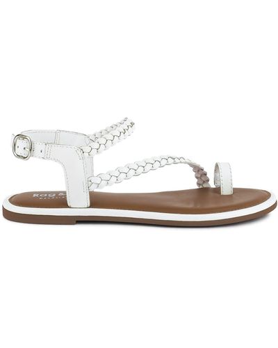 Rag & Co Stallone Braided Flat Sandals - White