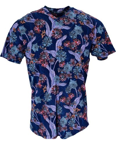 lords of harlech Maze Ocean Floral Shirt - Blue