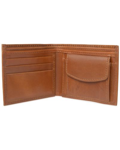 VIDA VIDA Classic Tan Leather Wallet With Coin Pocket - Brown