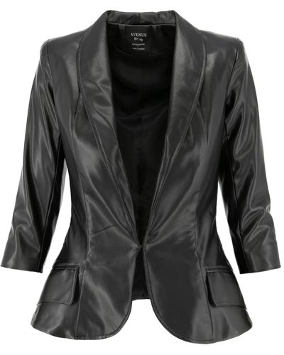 AVENUE No.29 Structured Eco Leather Blazer - Black