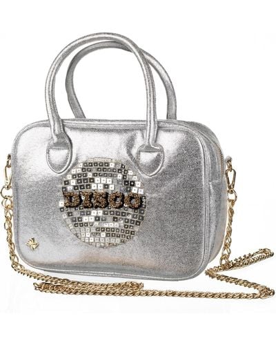 Laines London Couture Metallic Bag With Embellished Disco Ball