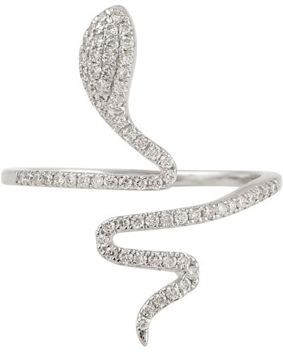 Artisan 18k Gold Micro Pave Diamond Snake Design Spiral Ring - Metallic