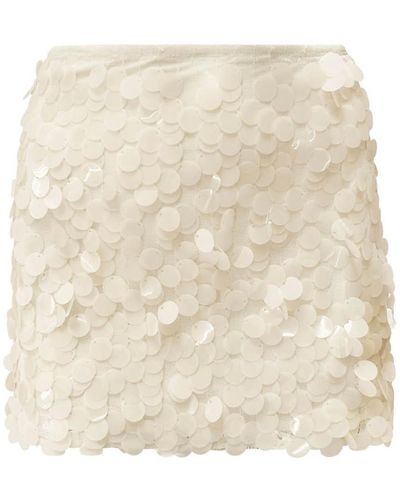 OW Collection Neutrals Pluto Sequin Mini Skirt - Natural