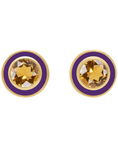 Augustine Jewels Citrine Purple Enamel Earrings - Multicolor