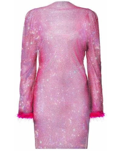 Amy Lynn Ida Pink Net Rhinestone Mini Dress