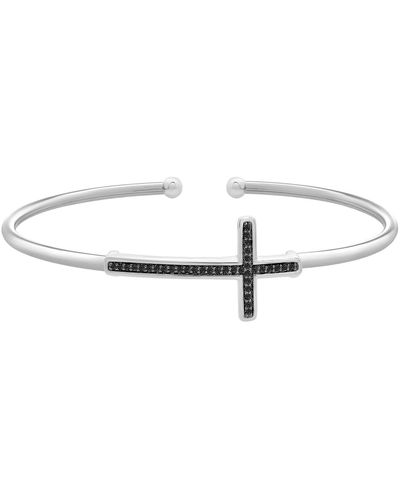 Miki & Jane Bruna Black Diamond Cross Bangle Bracelet - Metallic