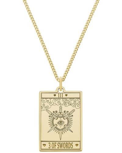 CarterGore Medium 9ct 375 Gold "3 Of Swords" Tarot Card Necklace - Metallic