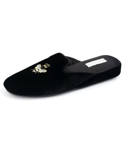 Patricia Green Queen Bee Embroidered Slipper - Black