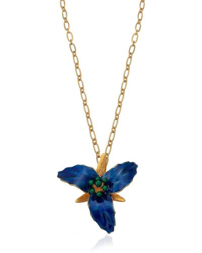 Milou Jewelry Navy Lily Flower Necklace - Blue