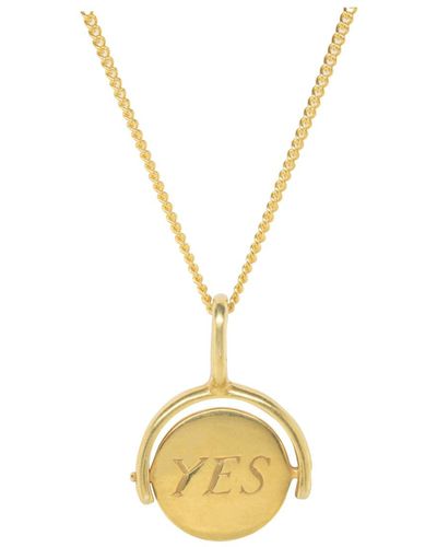 Katie Mullally Your Choice Yes Or No Circle Spinning Charm Plated Necklace - Metallic