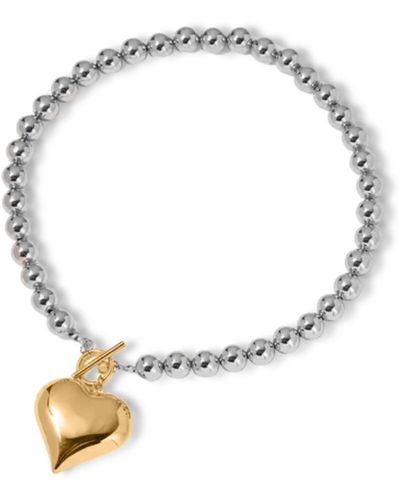 VIEA Margaux Two Tone Statement Heart Pendant Necklace - Metallic