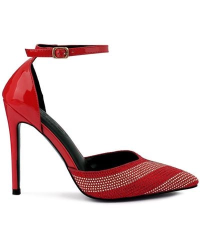 Rag & Co Nobles High Heeled Patent Diamante Sandals - Red