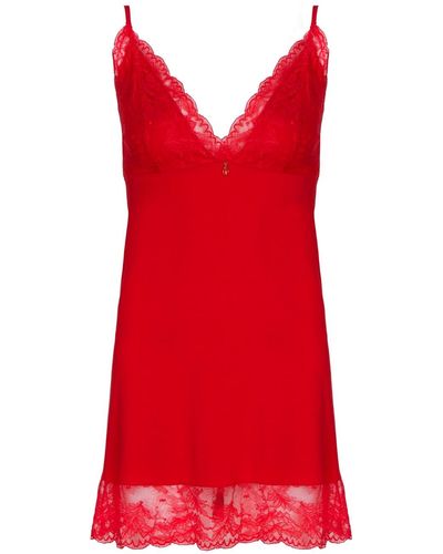 Oh!Zuza Chic Short Chemise With Subtle Lace - Red