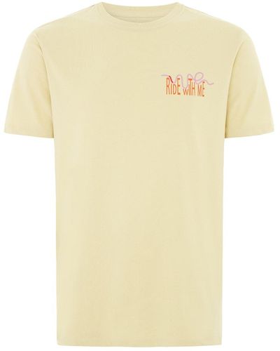 blonde gone rogue Neutrals Ride With Me Print S Organic Cotton T-shirt In - Yellow