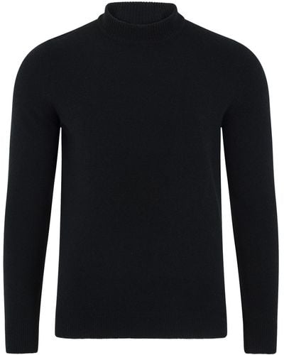 Paul James Knitwear S Lambswool Arden Narrow Mock Turtle Neck Sweater - Black